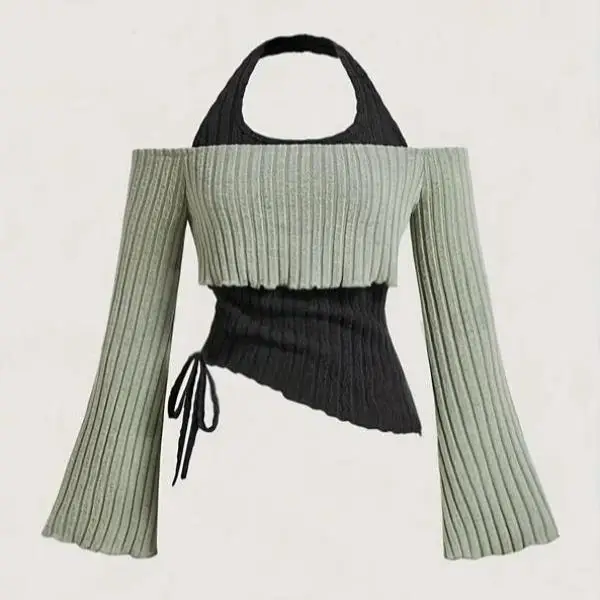 

ex Knitted Sweater Two-In-One Color Blo Design Coolmax Fiber Ciwalk Collar Nine Sve Length Deformation Resistant
