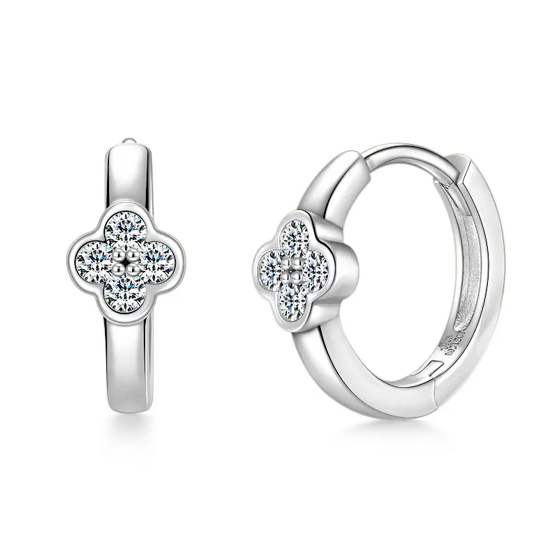 Ehhai GRA Certified 2mm Round Cut Moissanite Flower Hoop Earrings for Women S925 Sterling Silver Huggies Fine Jewelry Pendientes view 4
