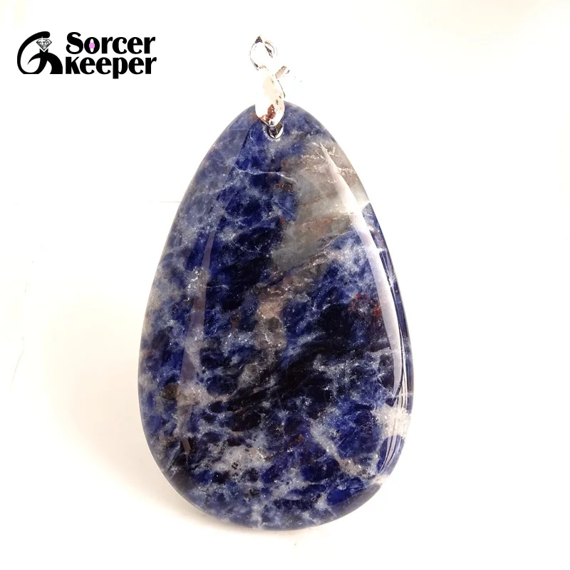 Natural Healing Gemstone Pendant Sodalite Crystal Water Drop Pendant Blue-vein Stone Quartz Polished Necklace Jewelry Gift BA688