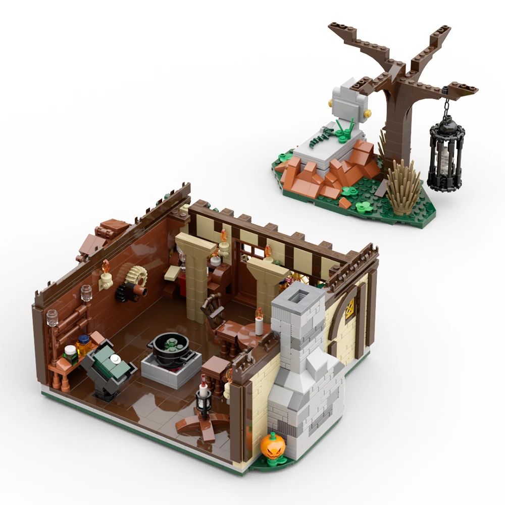 MOC Fee Film Architektur Straße Haus Bausteine Salemeds WitchesedS Modell Magie Ländlichen Hause Ziegel Kinder Spielzeug Geschenk