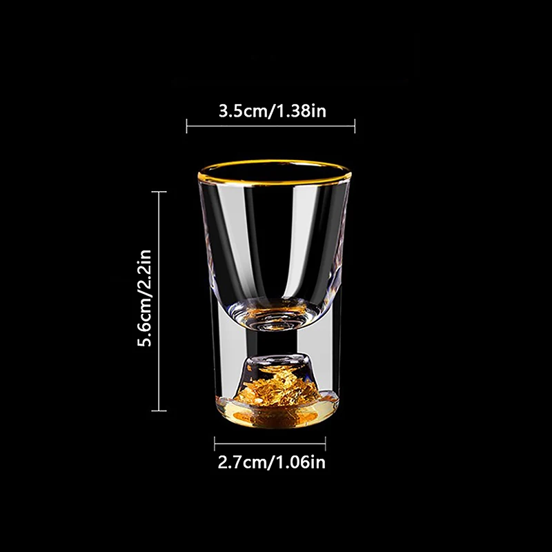 Luxury Crystal Glass Vodka Glass Sake Shochu Glass Bar Liqueur Double Bottom Gold Foil Glass Tea Cup High-end Gifts Hard Liquor