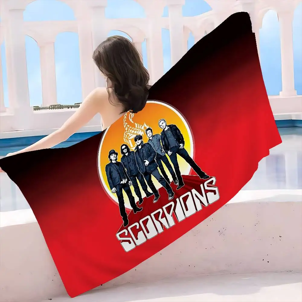 Hard Rock Band S-Scorpions Anime Beach Swimming Towel Soft Absorbent Washcloth Children's Gifts for Kids Travel Camping Gym
