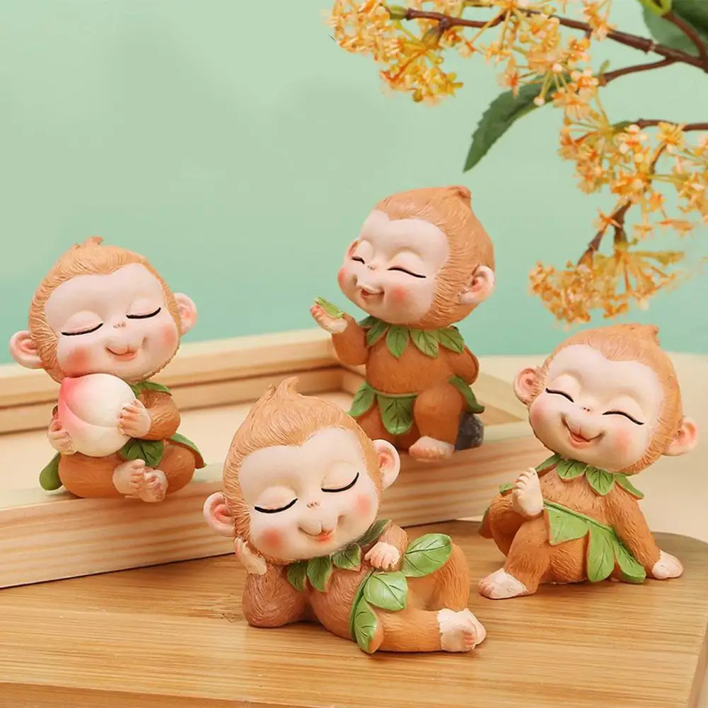 Cartoon Monkey King Figurine Sitting Sleeping Monkey Statue Great Sages Equalling Heaven Sculpture Home Office Car Dashboard Dec