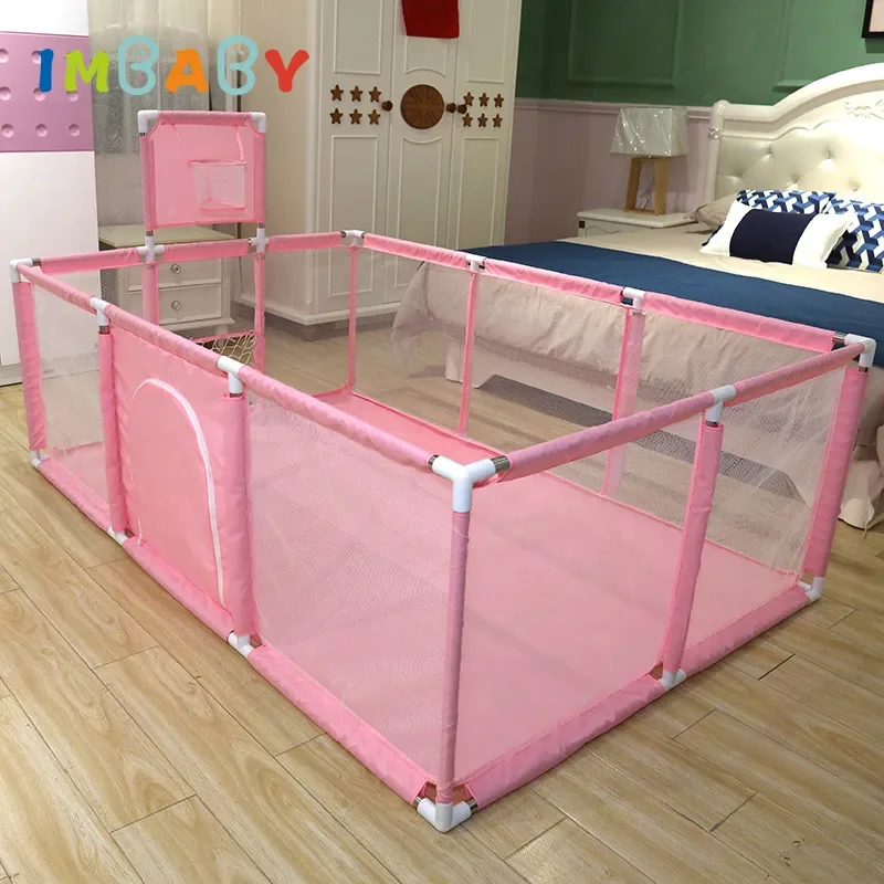 IMBABY Baby Playpen Single Door Baby Playground Basketball Football Baby Activity Fence Ball Pit Playpen for Children Park Balls