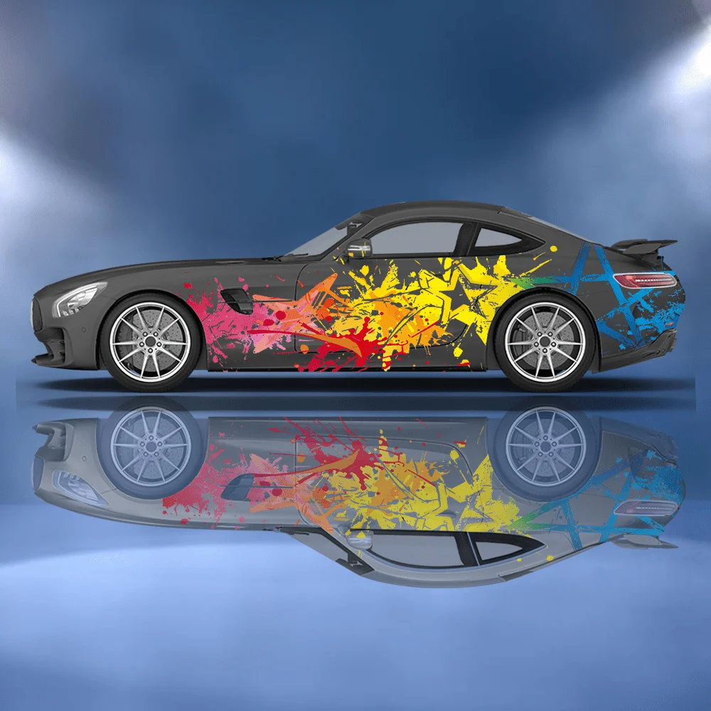 

Креативная наклейка на автомобиль с пятиконечной звездой, цветочное украшение на все тело, покрытие царапин, защитная наклейка на автомобиль, водонепроницаемая