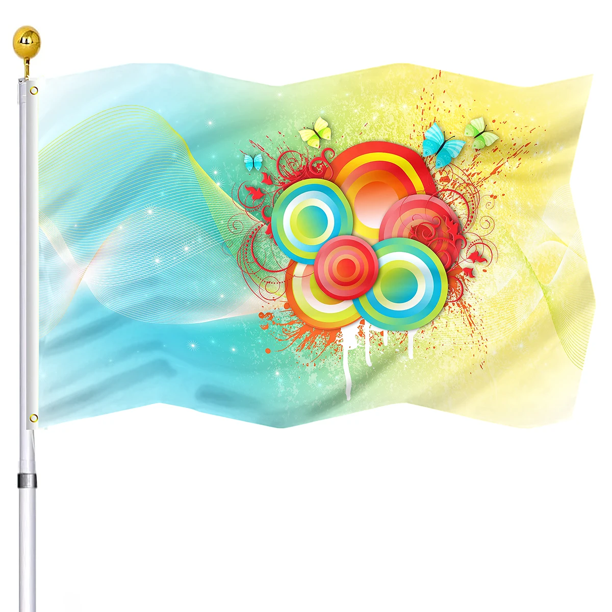 Colorful Abstract Decorative Flag for College Dorm House Indoor Outdoor Double Stitched Monster Flags Lines with Brass Grommets