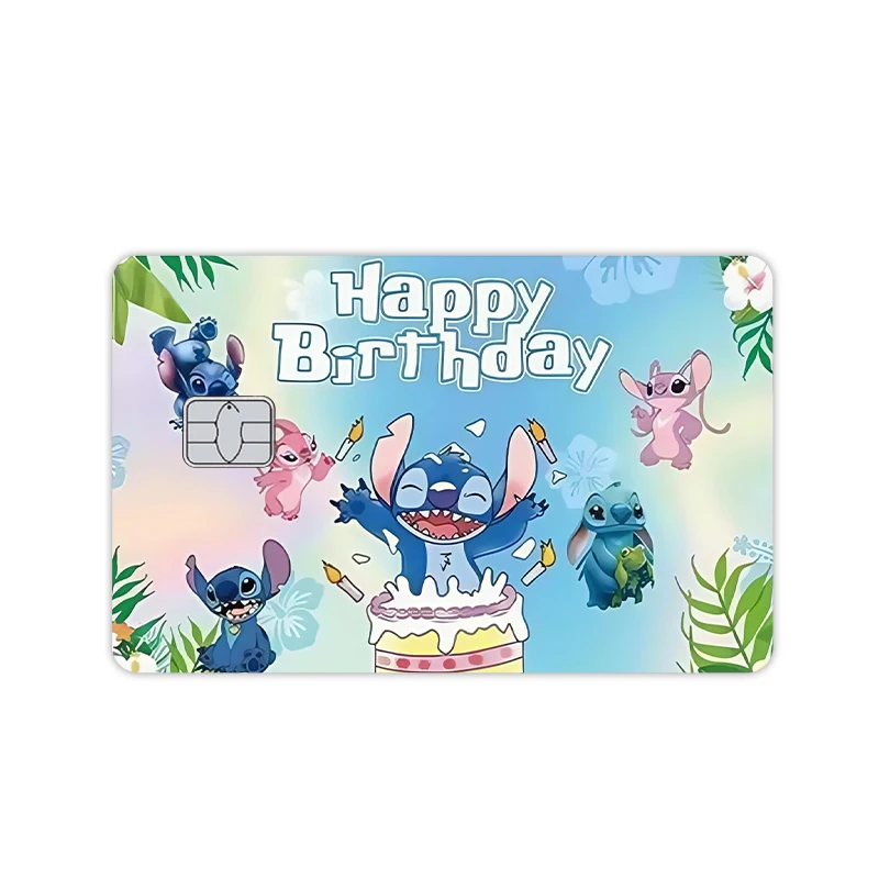 Anime New Stitch Cartoon Star Laser Adesivi in PVC per credito, debito, banca, carta di Visa, pellicola, copertura della pelle, impermeabile, grande, piccolo, senza chip