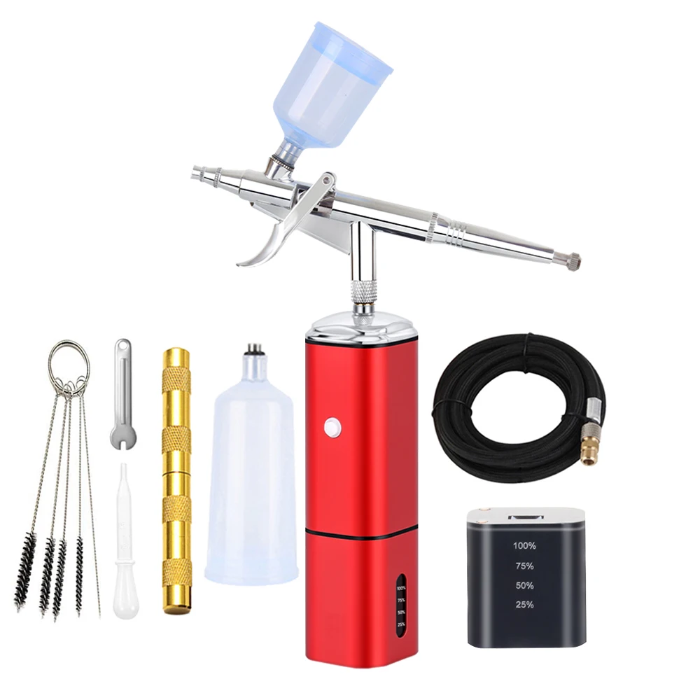 

High Pressure Replace Battery Airbrush Compressor Dual Action Spray Mini Hold Beauty Salon Makeup Nail Tattoos Cake Tools