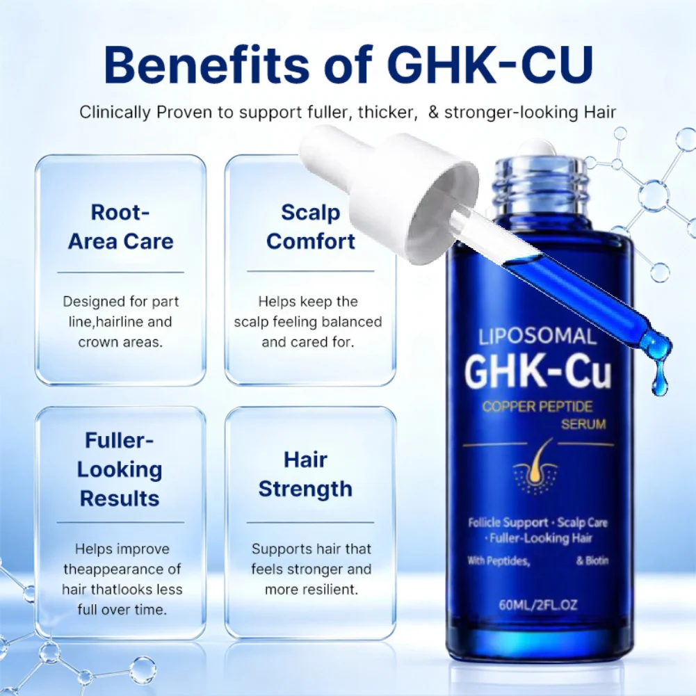 60ml Ghk-Cu Copper Peptide Liposomal Serum Anti Hair Loss Scalp Care Quick Absorb Relieve Hair Loss Hair Essence