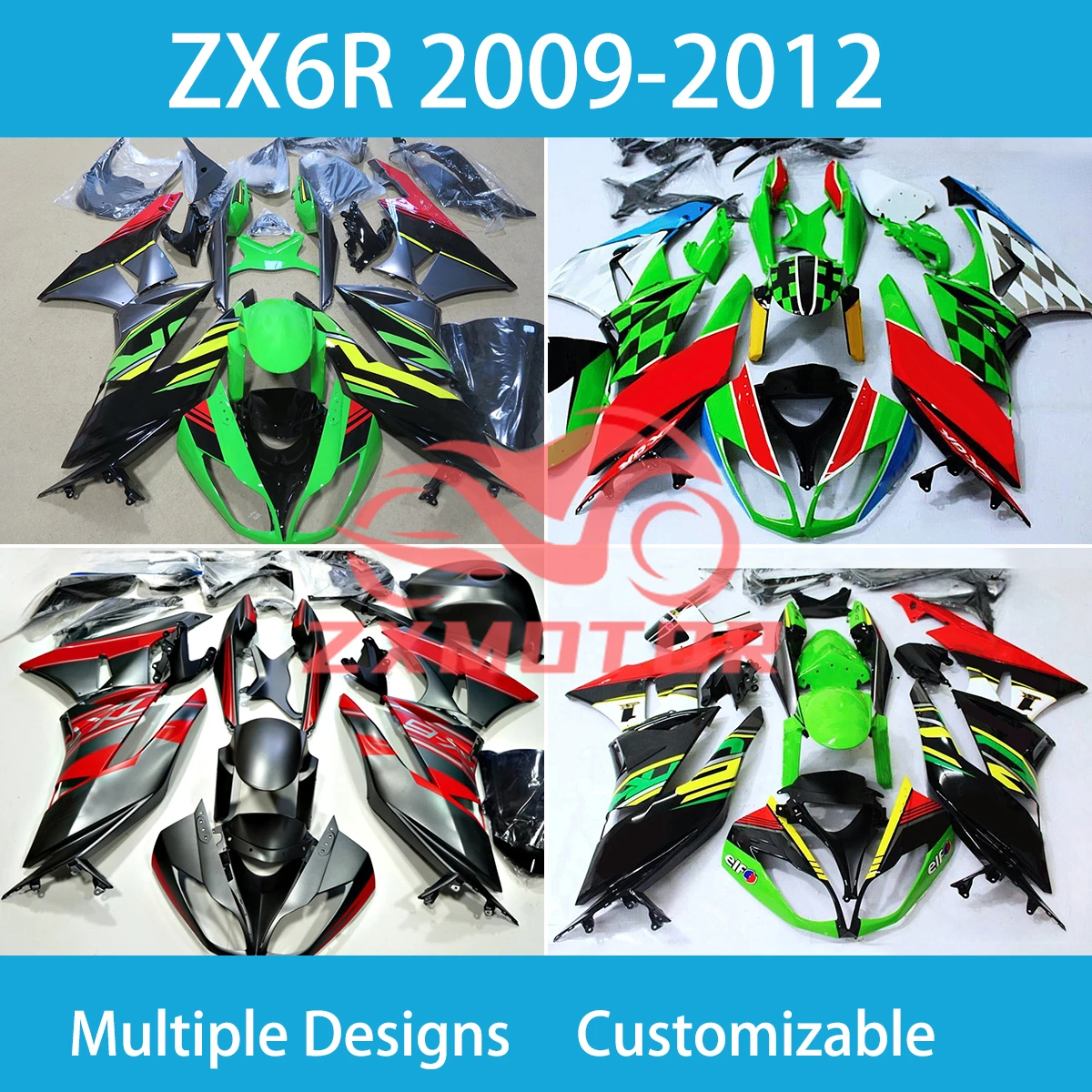 

Обтекатели для мотоциклов Kawasaki ZX6R 636 2009 2010 2011 2012 Ninja, аксессуары ZX-6R 09-12, комплект обтекателей для кузова