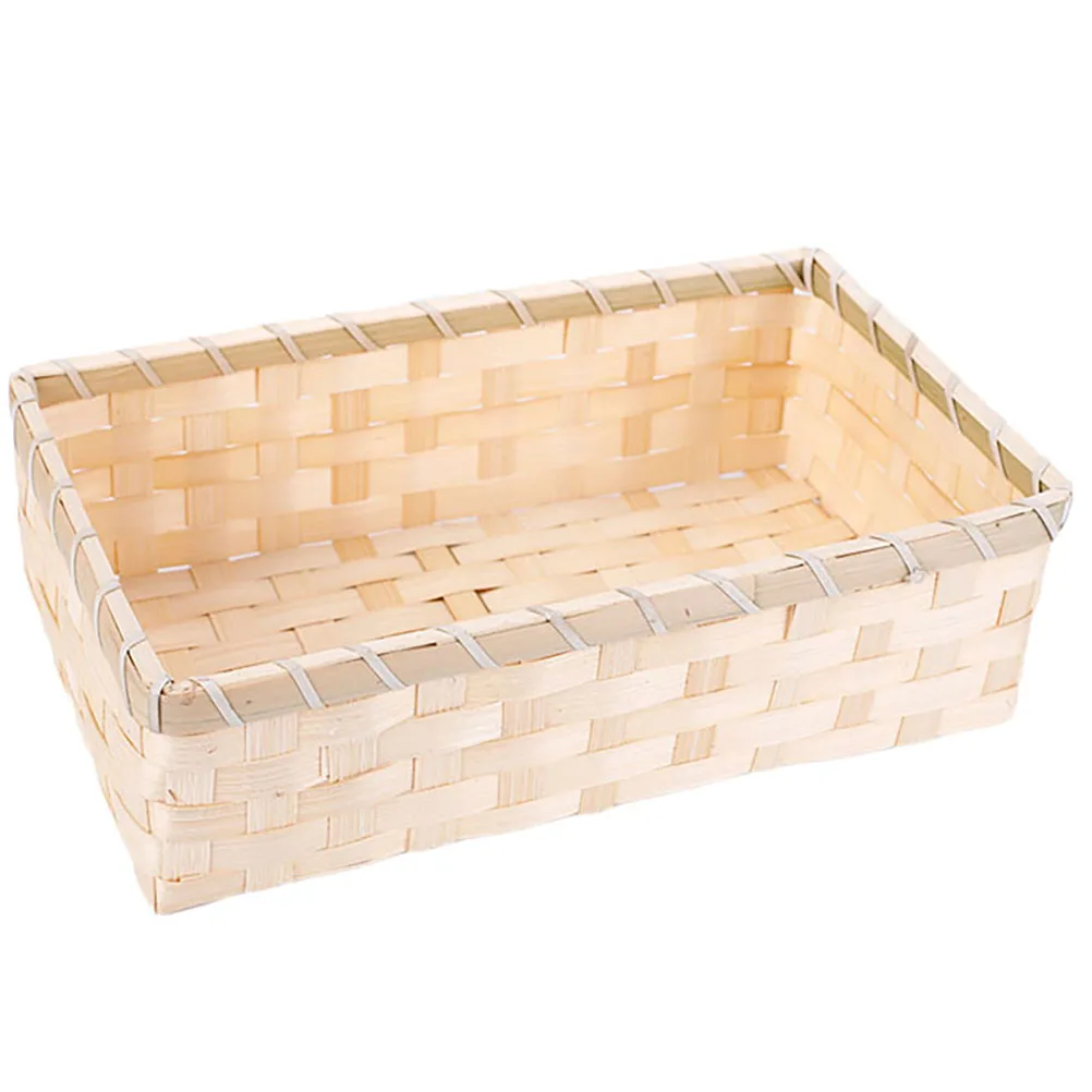 

1pc Bamboo Storage Basket For Kitchen Handmade Fruit Picnic Gift Basket Multi Purpose Decoration Present Party Supplies