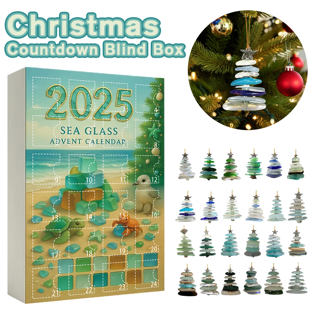 

2025 Acrylic Christmas Tree Advent Calendar with 24 Mini Ornaments Home Hanging Decoration 24-Day Countdown Desktop Display Gift