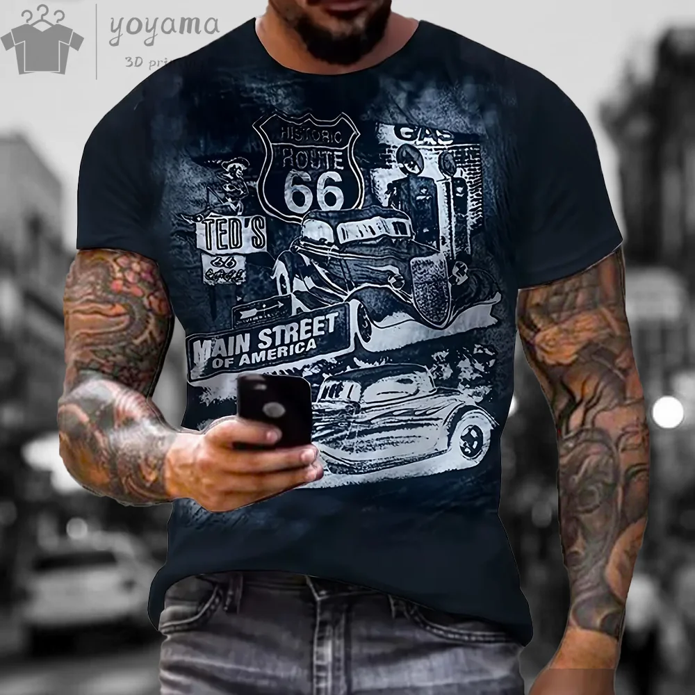 Vintage Motorbike Print Clothes Men Graphic T shirts Men's Summer Clothes T-shirts Men Short Sleeve Tee Vintage Graphic T shirts