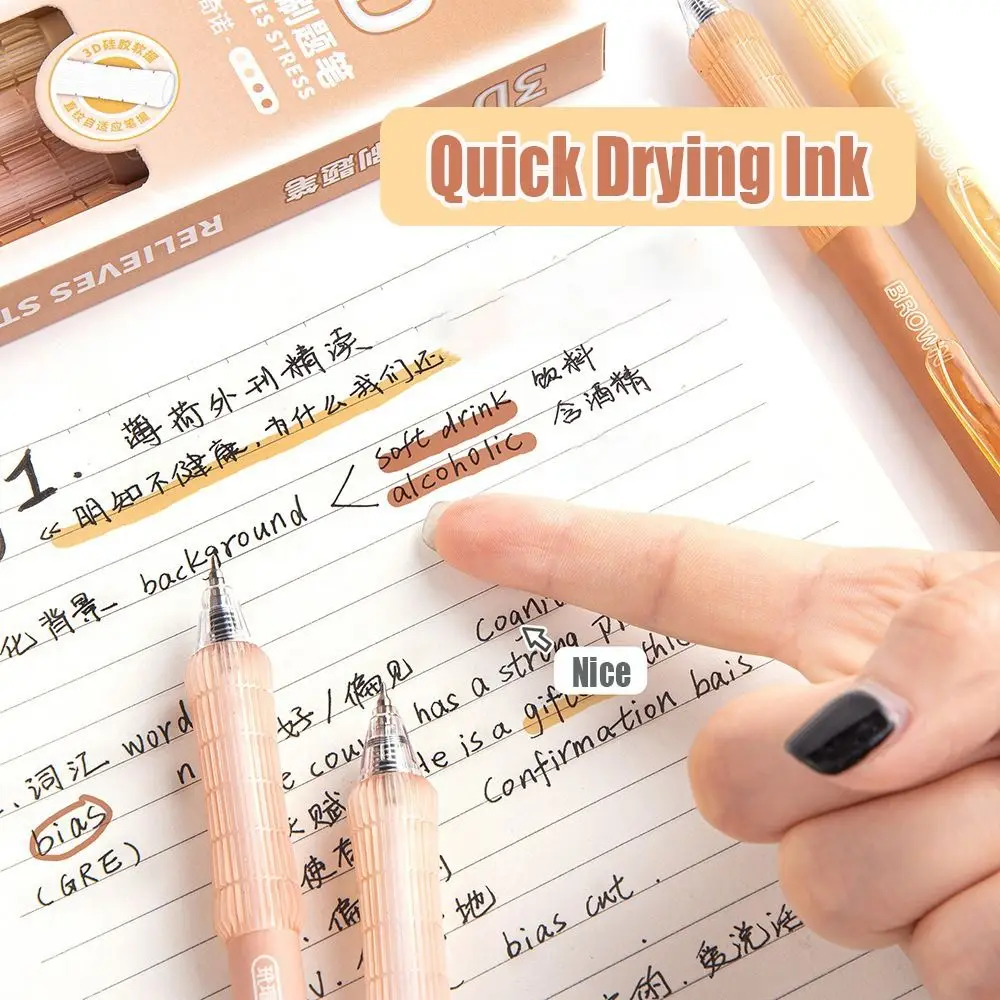 4PCS/Set New Soft Grip Ballpoint Pen CS Tip Press Type Gel Pen Quick Drying 0.5mm Black Ink Office Signature Pen Students