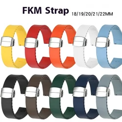 FKM Strap 18mm 19mm 20mm 21mm 22mm Quick Release Fluoro Rubber Universal Butterfly Buckle Watch Band Accessories for Cut To Size