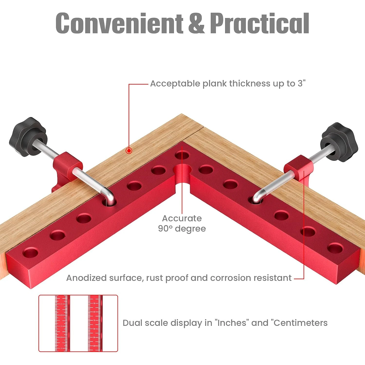 2 Set  90° Adjustable Right Angle Clamp Aluminum Alloy Positioning Block jip Kit for Cabinets Picture Frame DIY Woodworking Tool