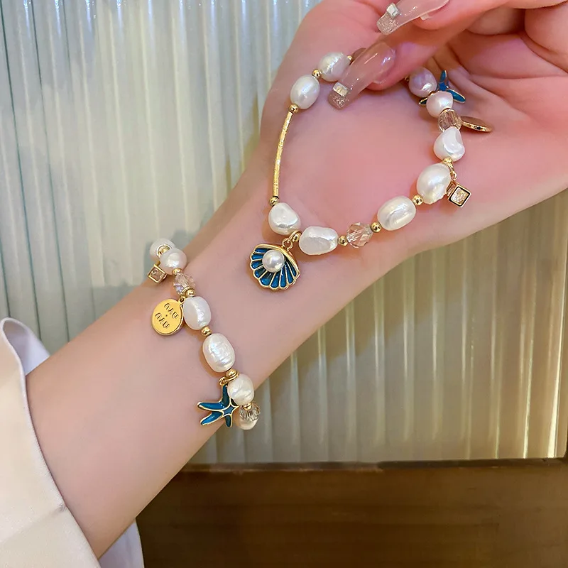 Neue Ankunft Trendy Starfish & Shell Design 14K Gold Gefüllt Natürliche Süßwasser Perle Damen Charm Armband Schmuck Für Frauen geschenk – Detail 8