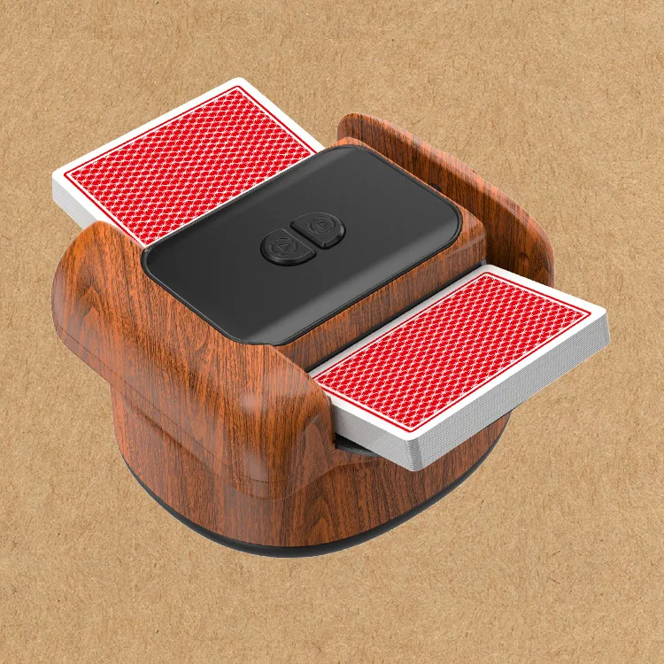 Fully Automatic Electric Card-Shuffling Machine TX666 Wood Grain for Indoor Entertainment Games with Puzzle Interactive Features