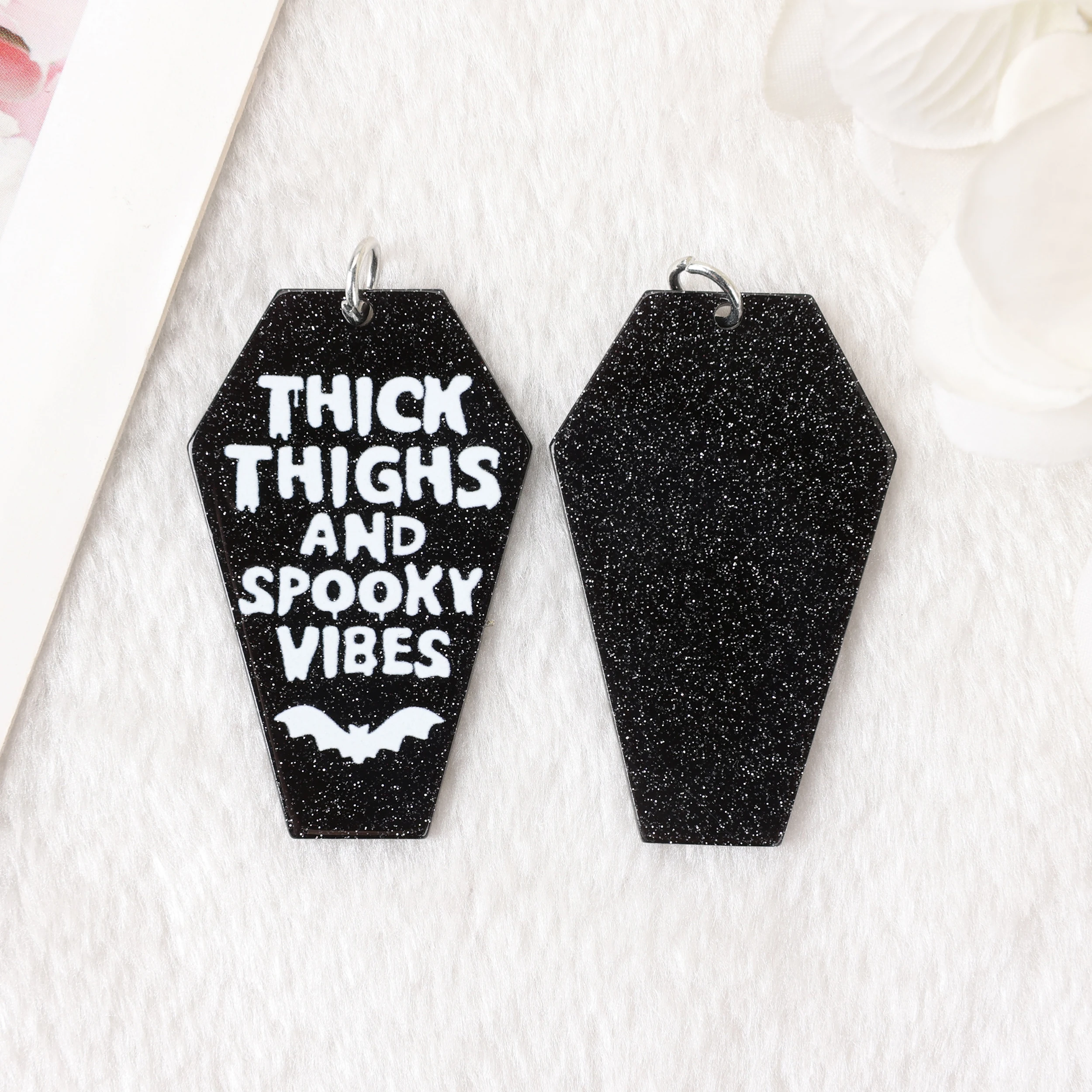 10Pcs Halloween Charms Coffin Thick Thighs And Spooky Vibes For Earring Keychain Pendant Necklace Diy Making