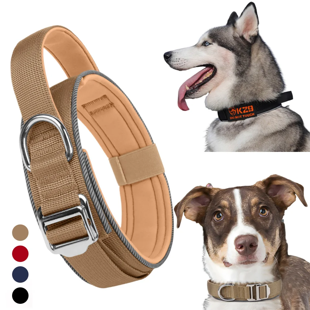 Collares tácticos de nailon de alta calidad para perros medianos y grandes, Collar reflectante para perros grandes, accesorios para mascotas galgo Terrier