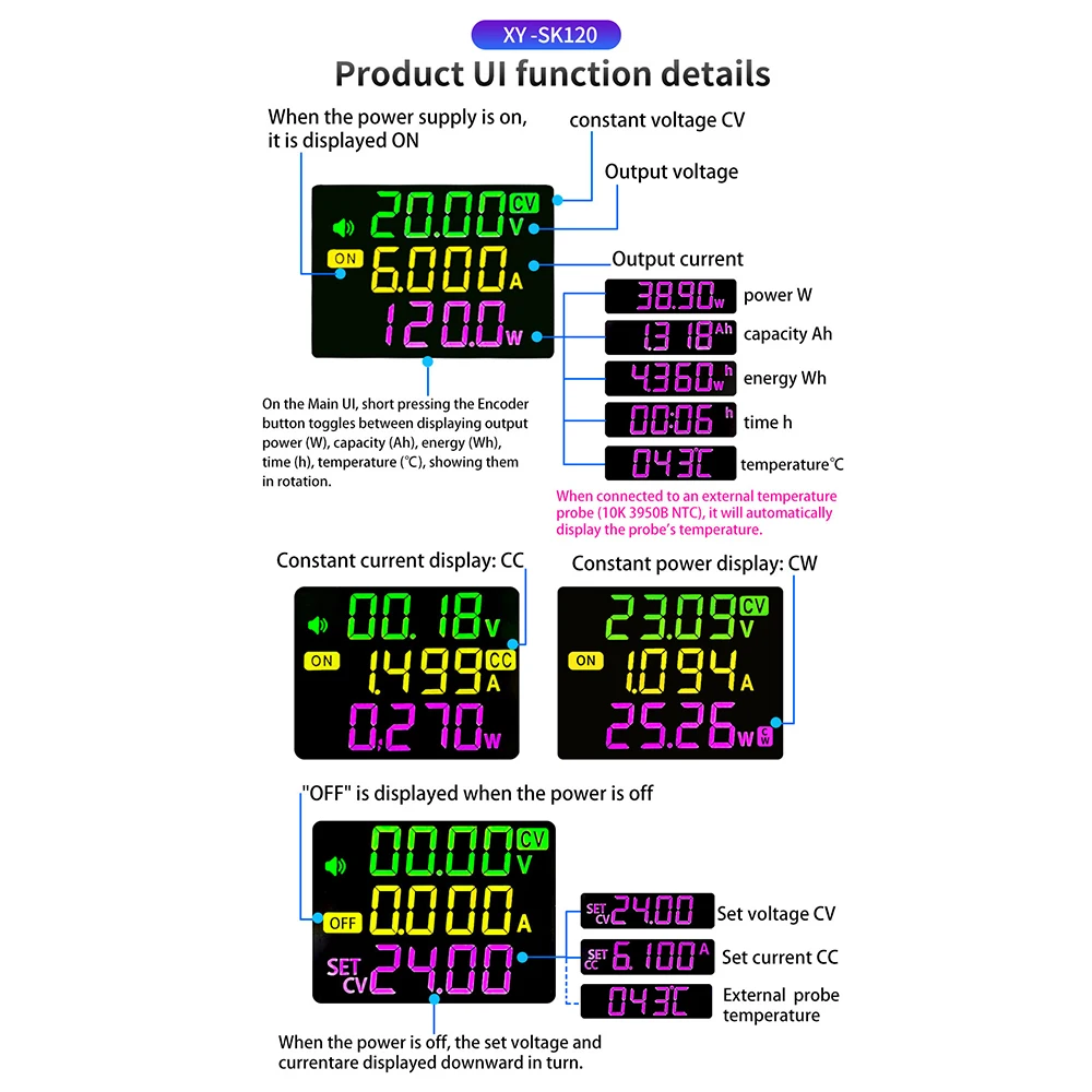 SK120 Numerical Control Lift Voltage DC Adjustable Voltage Regulator CV CC Step Down Power Supply Module