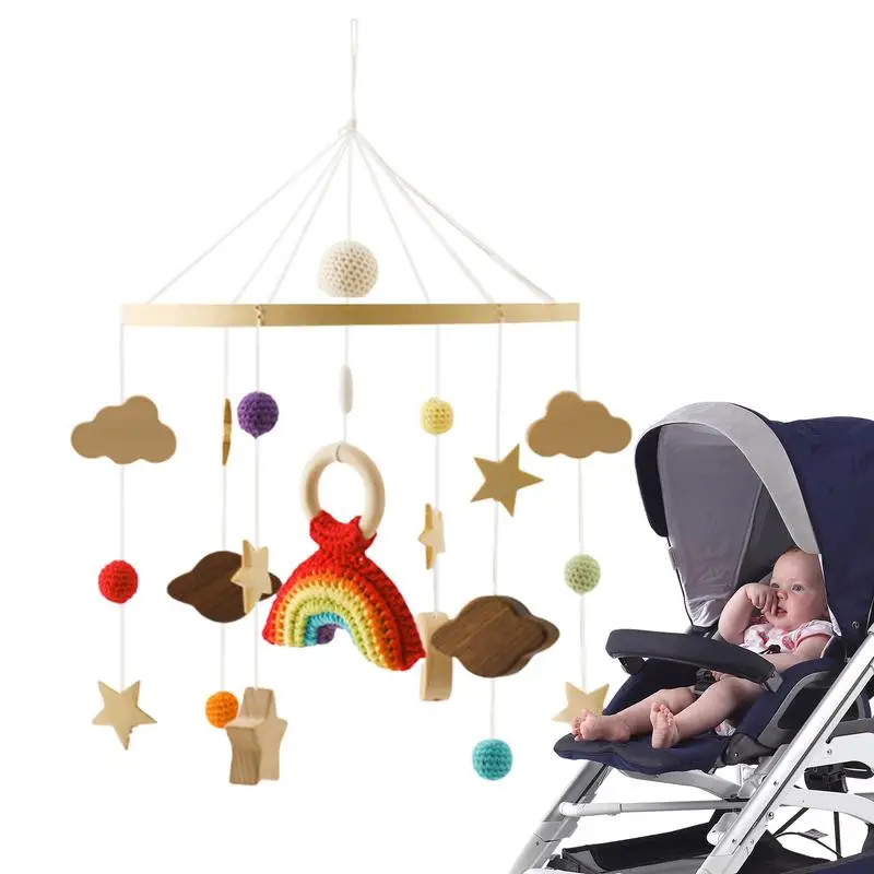 

Mobile Wind Chime Wind Bell Soother Toy For Nursery Wooden Nursery Toys With Shape Recognition Rotating Bed Bell Soothed To