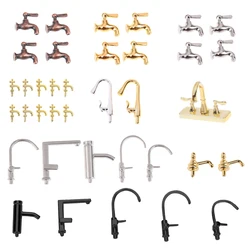 1-12pcs Dollhouse Miniature Faucet simulation model 1:12 Miniature Metal Water Tap Faucet Dollhouse Kitchen Bathroom Accessories