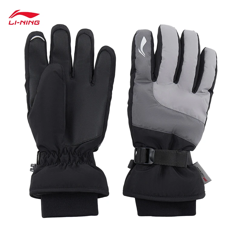 LI-NING سلسلة الحياة الرياضية للجنسين أسلوب بسيط قفازات مخملية دافئة قفازات رياضية مقاومة للرياح ASGV015 #2