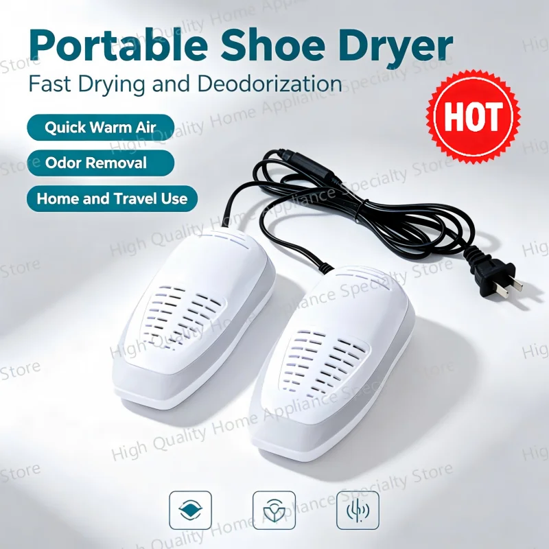 Household Portable Electric Timed Shoe Dryer Dehumidification Shoe Drying Heater Machine Built‑in UV Light Warm Footwear Drying