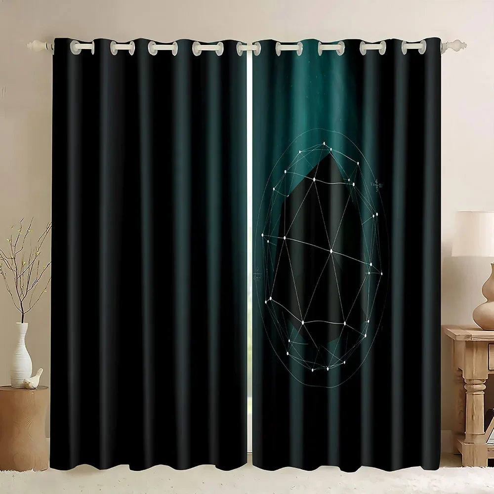 Hexagram Magic Circle Don't bend Blackout Curtains,Minimalism Printed Top Grommet Darkening Thermal Insulated Window Drapes