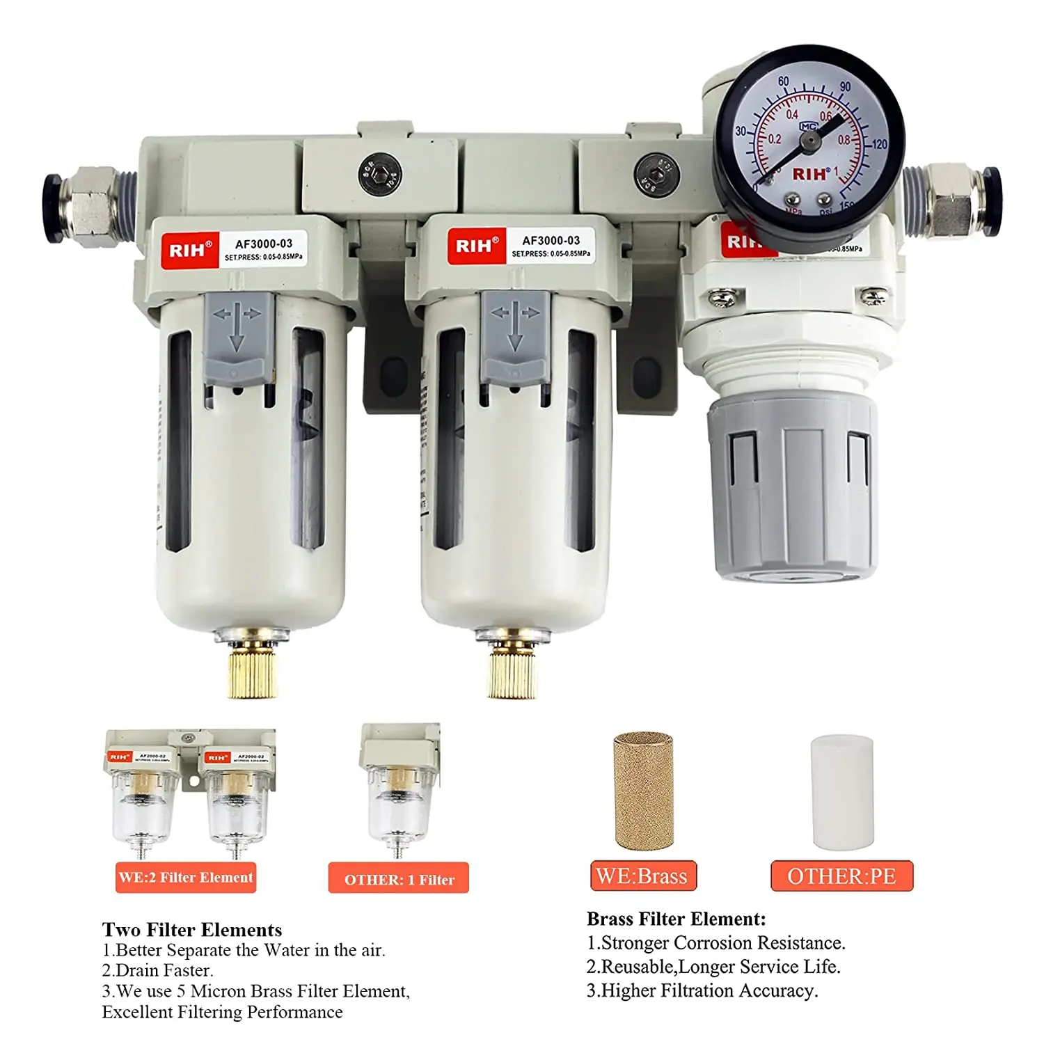 Imagem -04 - Smc Frl Ac311003 Unidade de Combinação Pneumática Unidade de Tratamento de Fonte de ar Lubrificador Regulador de Filtro Pneumático ac