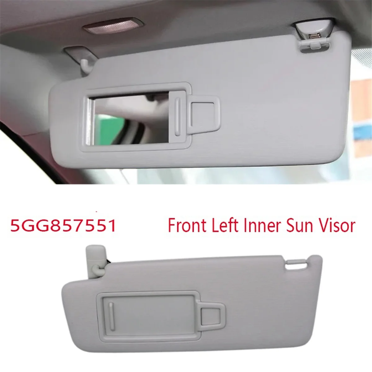 Front Left Inner Sun Visor with Mirror for VW Golf 7 SportsVan Jetta MK7 T-Cross Passat B8 CC T-Roc 5GG857551