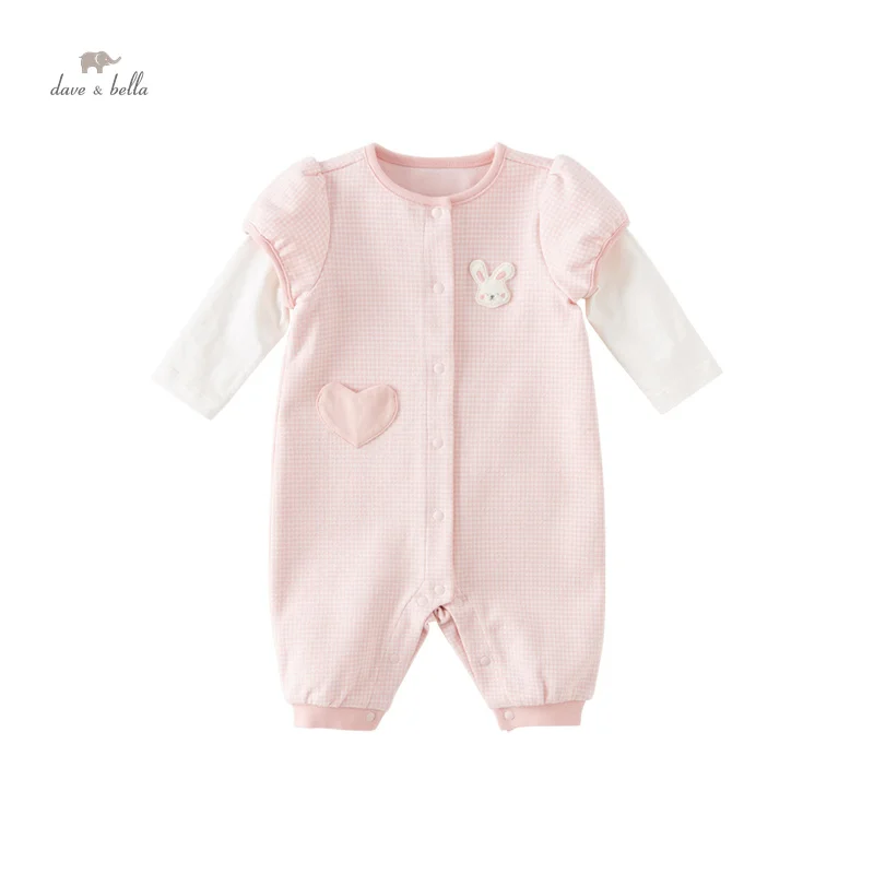 Dave Bella Baby Jumpsuit Newborn Creeper Autumn Girls Romper Plaid Casual Fashion Sweet Lovely Gentle DB3236301