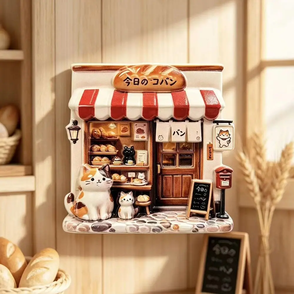 Cute Cat Theme Cat Fridge Magnet 3D Relief Simulation Decorative Resin Fridge Magnet Resin Cartoon Pattern Refrigerator Magnet