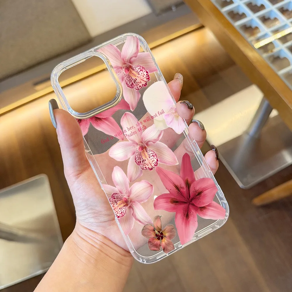 Pink Flower Psalm Christian Quote Trendy Aesthetic Clear Phone Case Cover for iPhone 17 16 11 12 13 14 15 P Ro Max Plus XS X 7 8 - Image 3