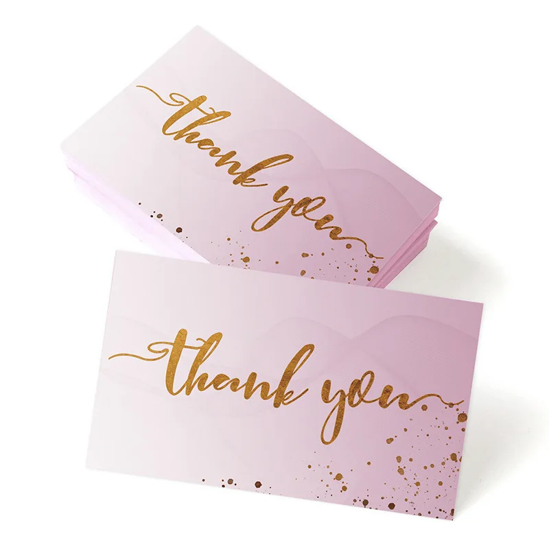 Pink Gradient Gold Foil Thank‑You Cards Elegant Splash‑Dot Design Small Business Thank You Notes for Online Retail Packaging Gift Insert Cards