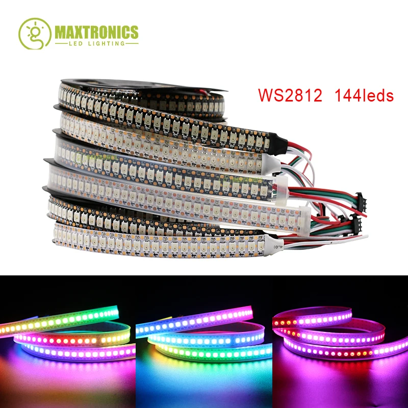 1/5M DC5V WS2812 RGB แถบไฟ LED แยก WS2812B ไฟ LED พิกเซลสมาร์ทแสงมายากลสีดำสีขาว PCB IP30 65 67