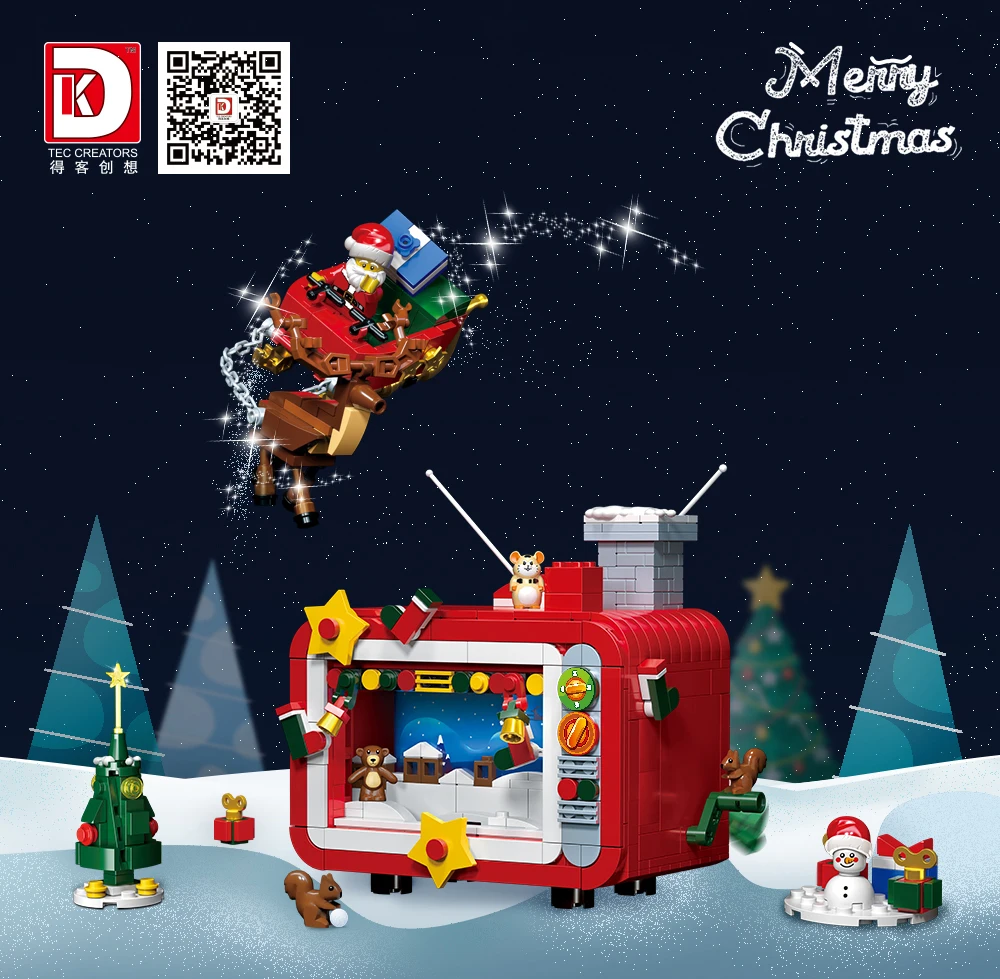 

Deke DK711 Рождественская серия Ретро ТВ Игрушка из мелких частиц Обучающие строительные блоки Украшение