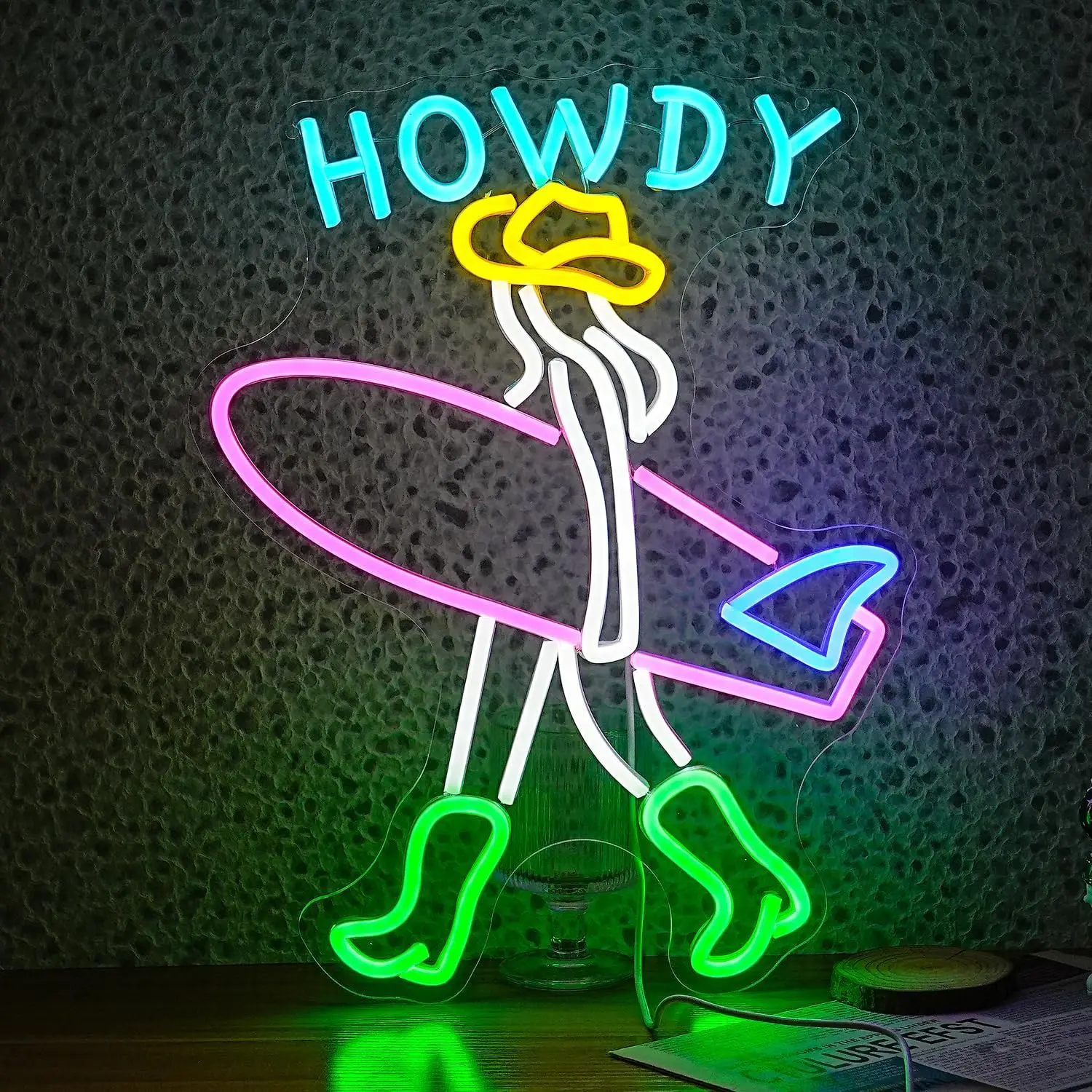 

Surfer LED Neon Sign Dimmable Howdy Night light for Bar Club Bedroom Decor Birthday Outdoor Business Surfer Neon Decor Art Gifts