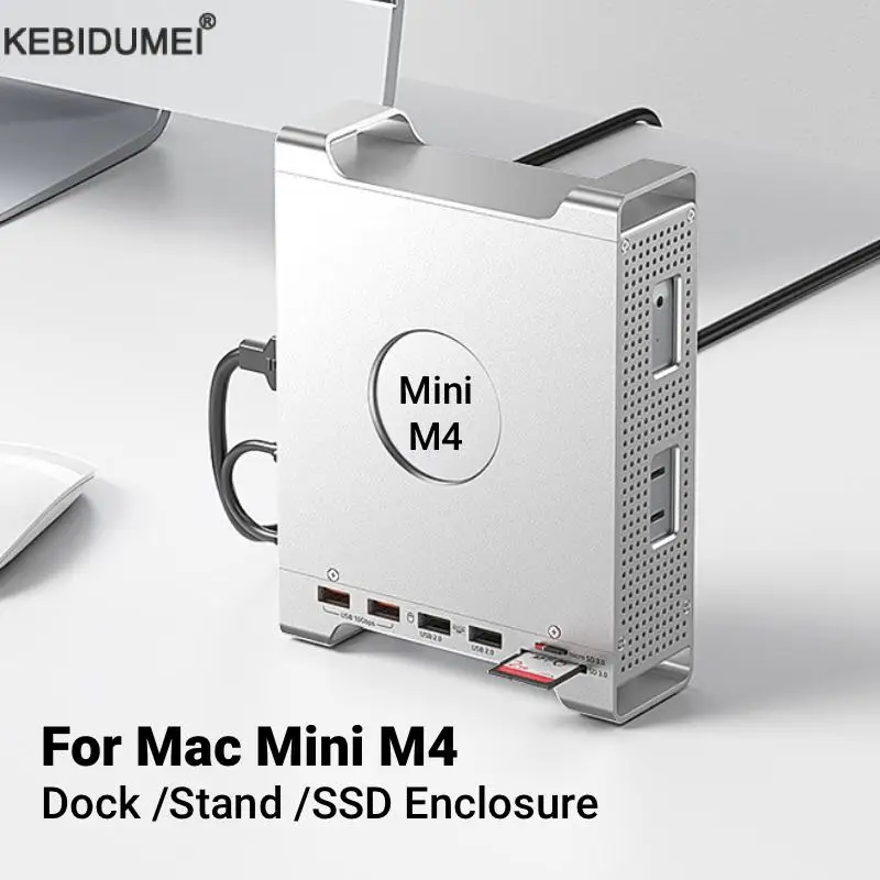 

Док-станция с USB-концентратором для Mac Mini M4/M4 Pro M.2 NVMe SSD-корпус 8 ТБ Макс. 10 Гбит/с USB-A/C SD и TF Док-станция сплиттера USB