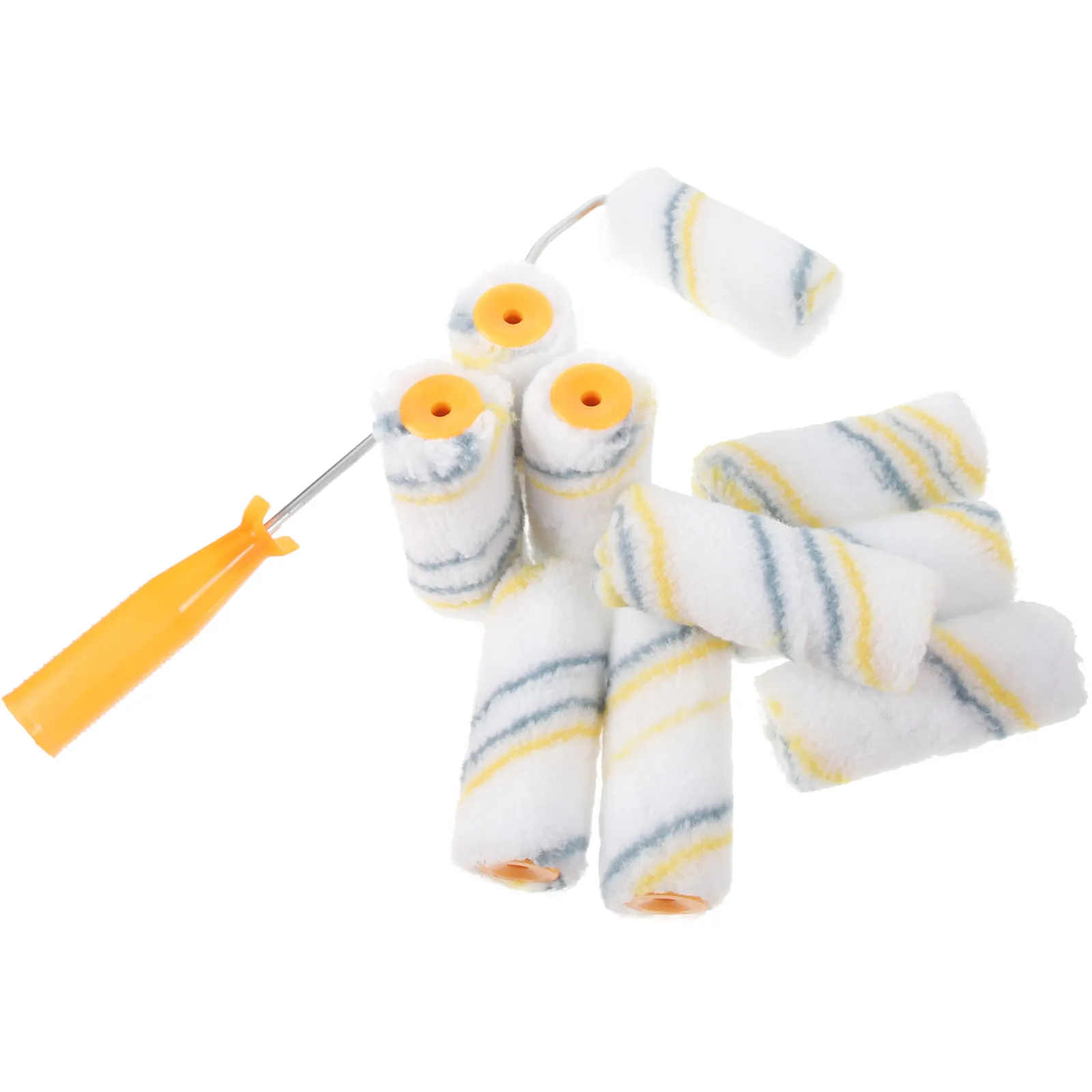 

Набор из 20 мини-валиков для покраски стен, 32 см, желто-серые, с желтыми ручками, инструмент для малярных работ, кисть для декораторов