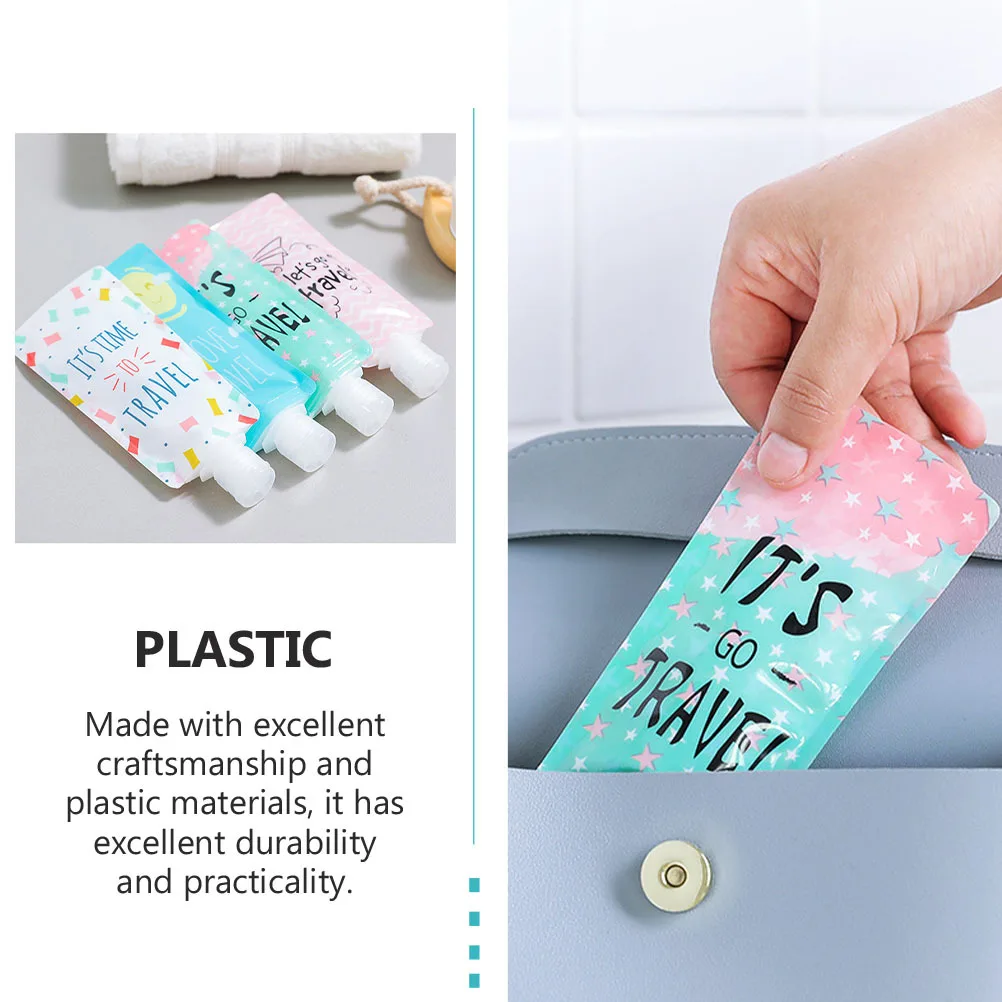 

4Pcs Travel Bags Empty Refillable Containers Squeezable Lotion Leak Proof Durable Practical Travel Lotion Bag