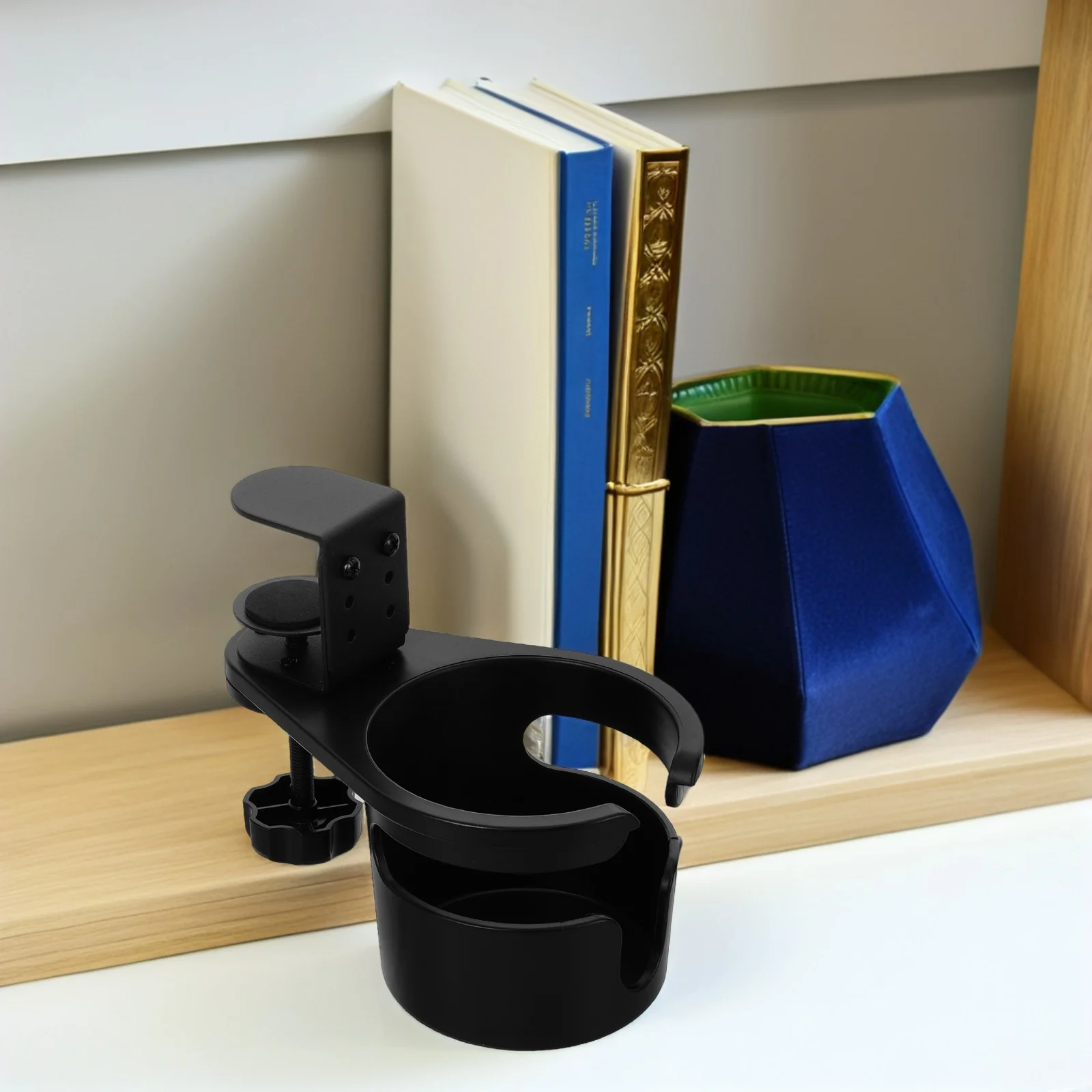 

No-Drill Cup Holder Clamp 360 Rotating Adjustable Non-Tipping Water Bottle Rack Fixed Organizer for Desk Within 63mm