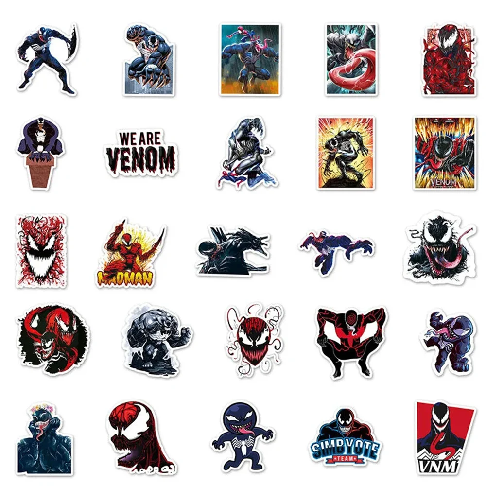 10/30/50Pcs Disney Comics Movie Carnage Venom Villain Stickers for Kids DIY Laptop Phone Skateboard Suitcase Waterproof Sticker