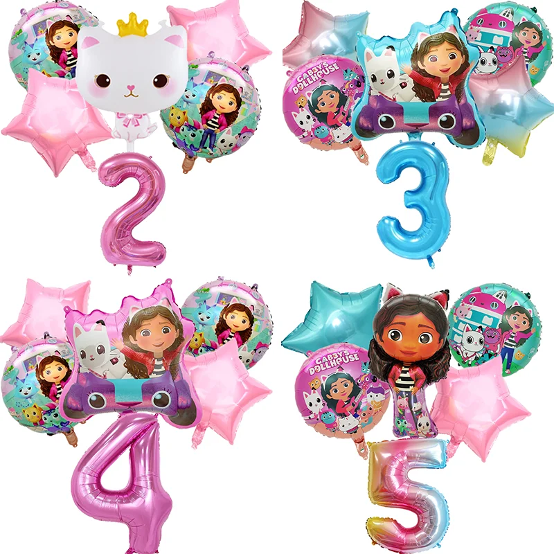 

Gabby Dollhouse Balloons Set Birthday Party Decoration Baby Shower Decorations Cartoon Anime Derivative Peripheral Balloon Decor