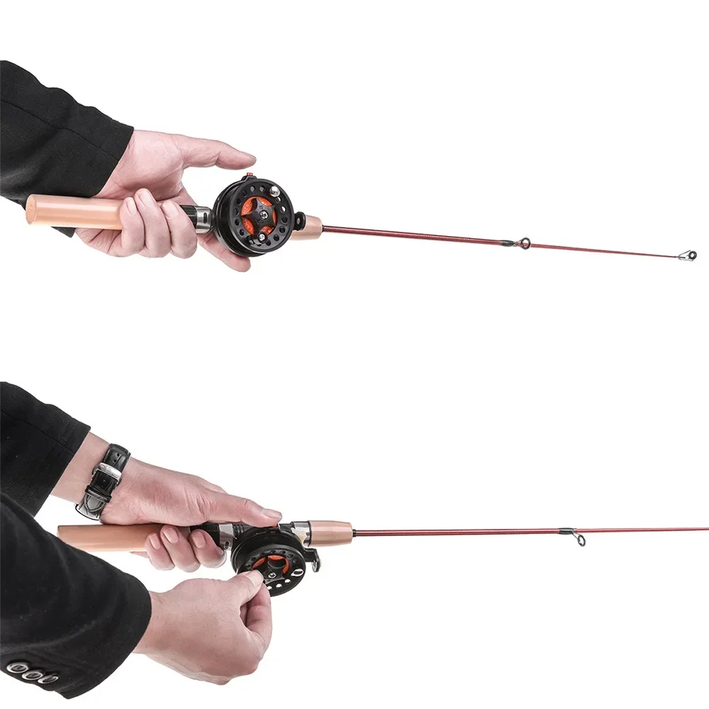 1pc Mini Telescopic Ice Fishing Rod or Ice Fishing Rod with Reel Combo Set Portable Fiberglass Fiber Fish Pole Tackle Tool