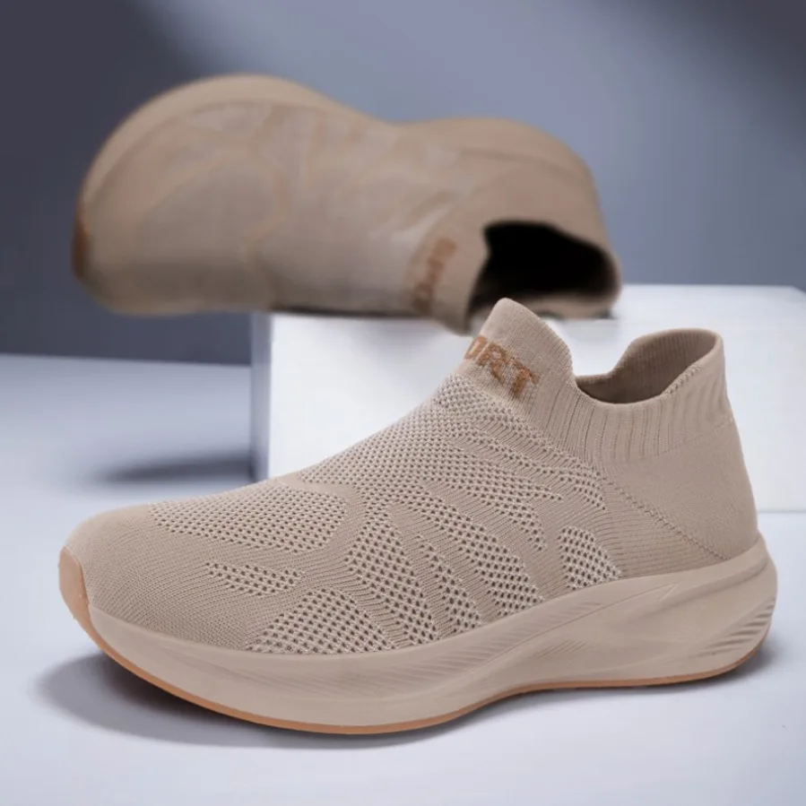 New Men's Couple Wide Toe Running Shoes Breathable Mesh Upper Cushioned Sock Women Sneakers Casual Athletic Shoes Plus Size