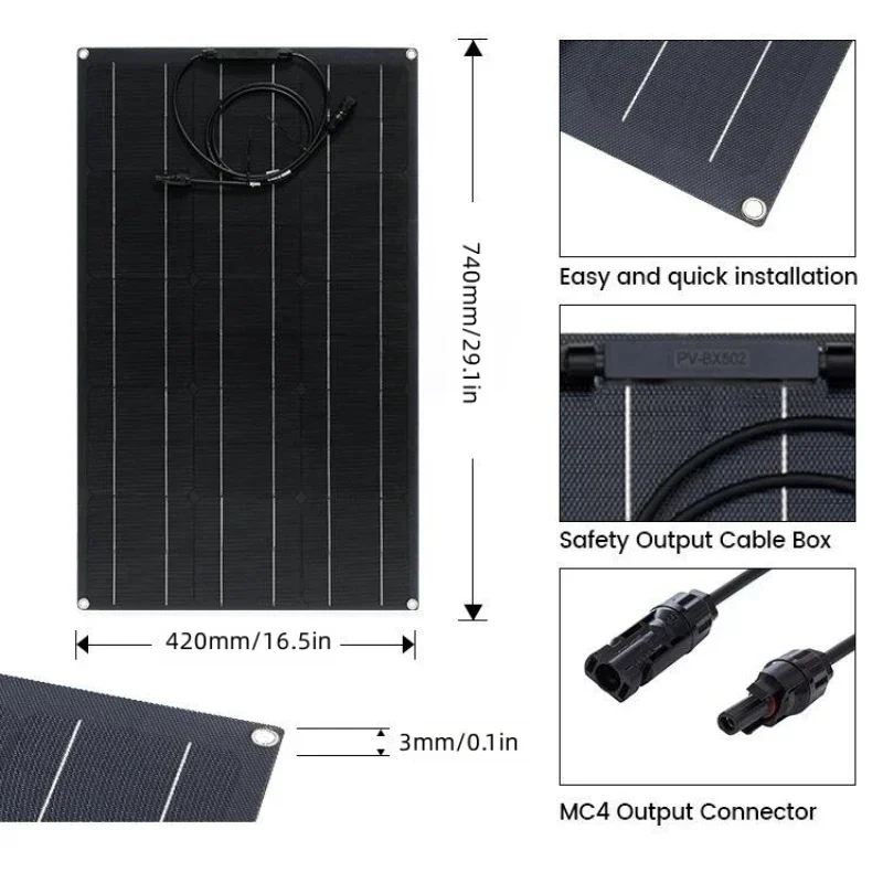 500w1000w1500w2000w Super Power Solar Panel Suitable For RV Boat Car Household  Camping 18V 36V Battery Charger Solar Panel Kits