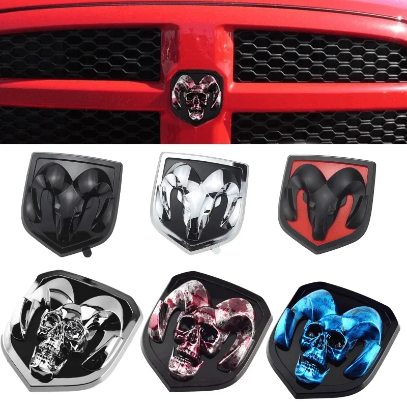 Für Dodge Ram 1500 2500 3500 Heavy Duty BigHorn 2010-2018 Totenkopf ABS Auto Frontemblem Heckklappe Abzeichen Pickup Truck Aufkleber