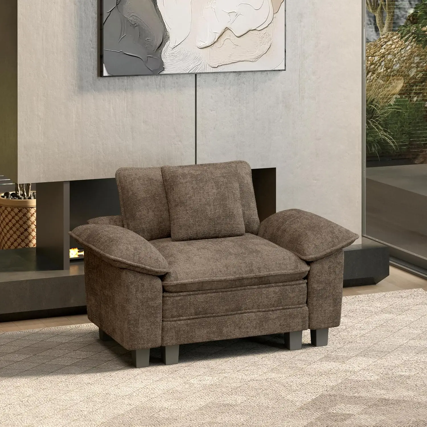1-Seat Modular Sofa Accent Chair with Throw Pillow, Living Room Furniture, Customized